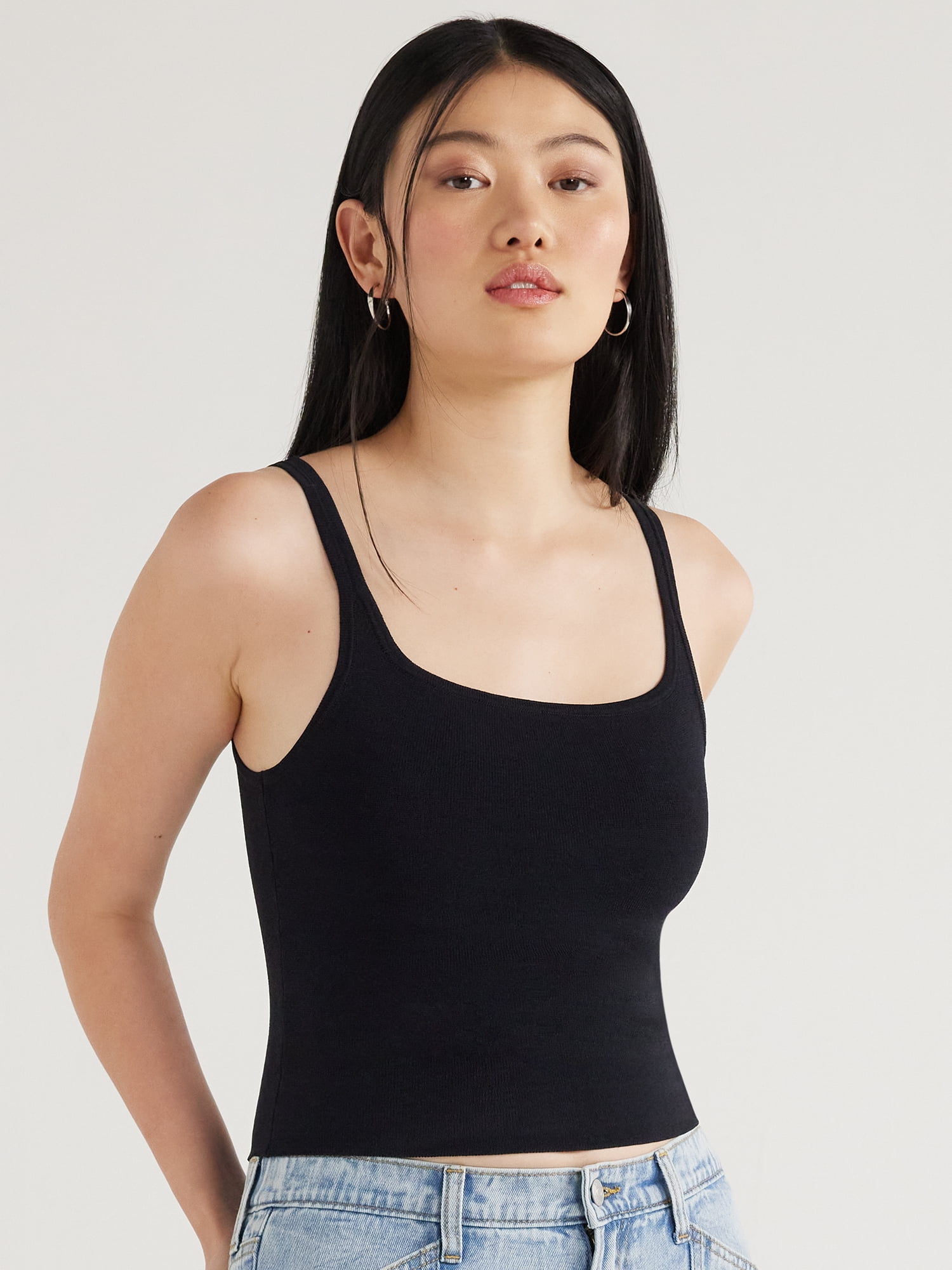 Scoop Women's Cropped Sweater Knit Tank Top, Sizes XSXXL