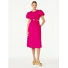 Scoop Women's Cut Out Midi Dress with Puff Sleeves, Sizes -XXL