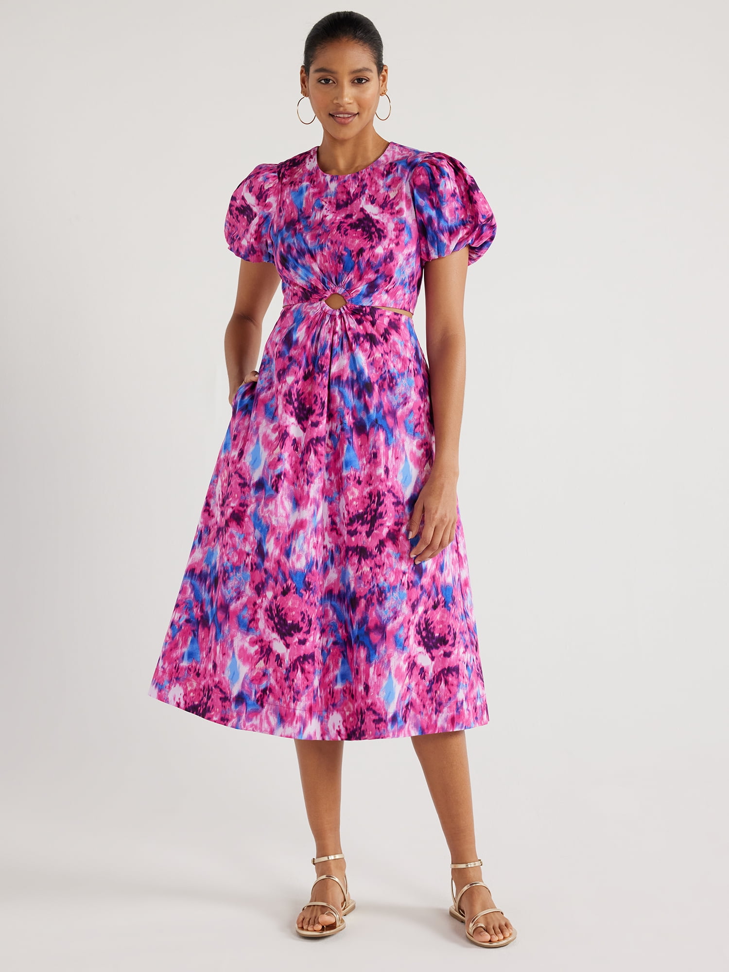 white christmas dresses Doting Bell Sleeve Cut-Out Midi Dress Blush main image 0