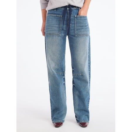 Scoop Women's and Women’s Plus High Rise Darted Barrel Jeans with Rope Belt, Sizes 0-26W
