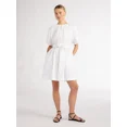Scoop Women’s Fit and Flare Mini Dress with Puff Sleeves, Sizes XS-XXL ...