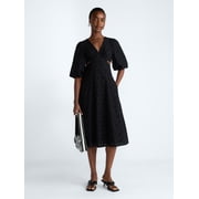 Scoop Womens Eyelet Cutout Cotton Midi Dress, Sizes 0-18