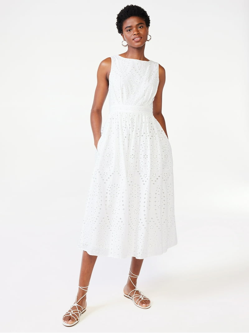 Scoop Women's Eyelet Midi Dress