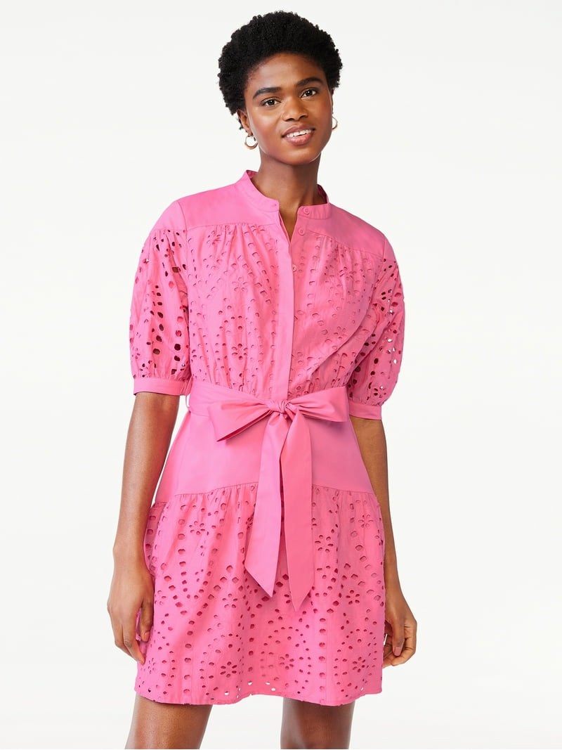 Scoop Eyelet Shirt Dress - 100% Cotton - Walmart.com
