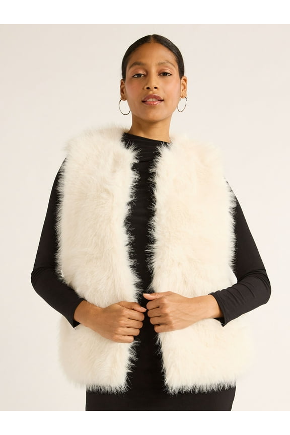 Women's Faux Fur Vest, Sizes XS-XXL