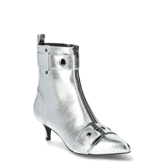 Scoop Womens Faux Leather Buckle Kitten Heel Ankle Boots