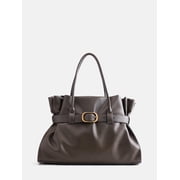 Scoop Womens Faux Leather Buckle Tote, Burnt Rosemary