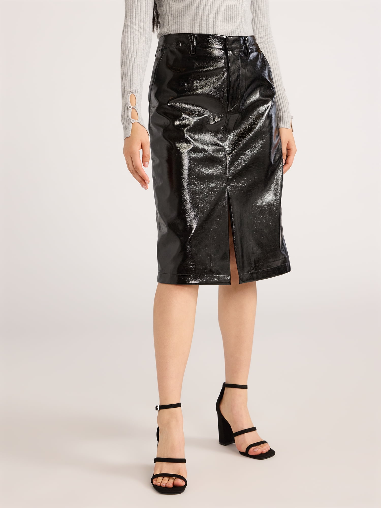 Leather skirt zipper midi hotsell