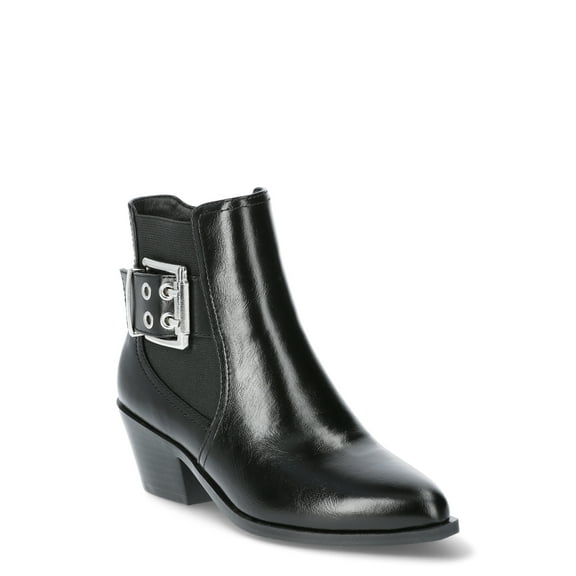 Scoop Womens Faux Leather Moto Buckle Ankle Booties
