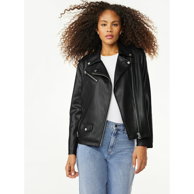 Scoop Women's Faux Leather Moto Jacket