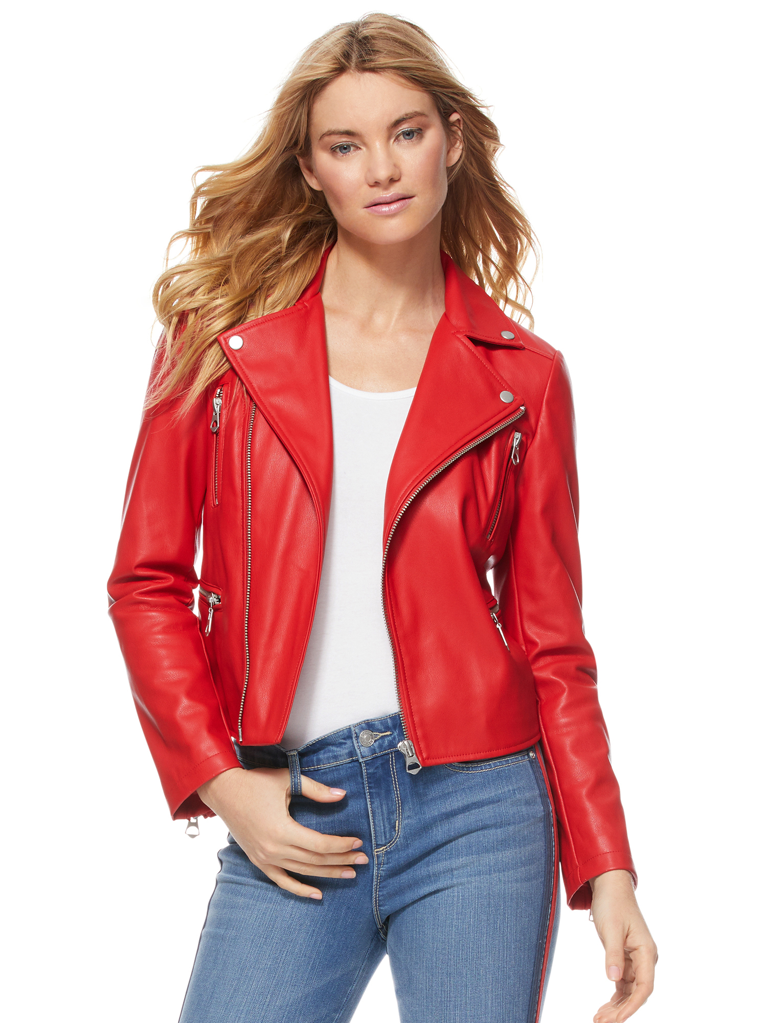 Scoop Women's Faux Leather Moto Jacket - image 1 of 6