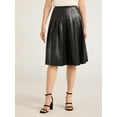 thumbnail image 1 of Scoop Women’s Faux Leather Pleated Midi Skirt, Sizes XS-XXL, 1 of 6