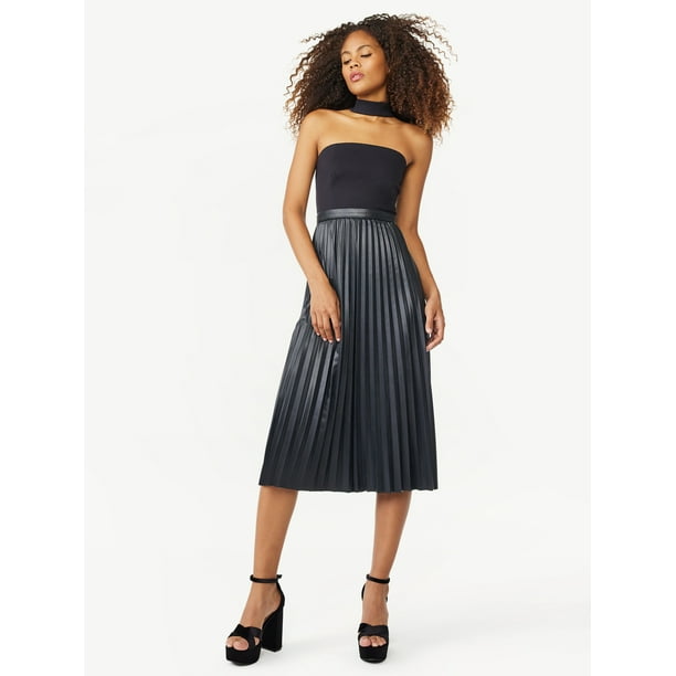 strapless dress with neck tie