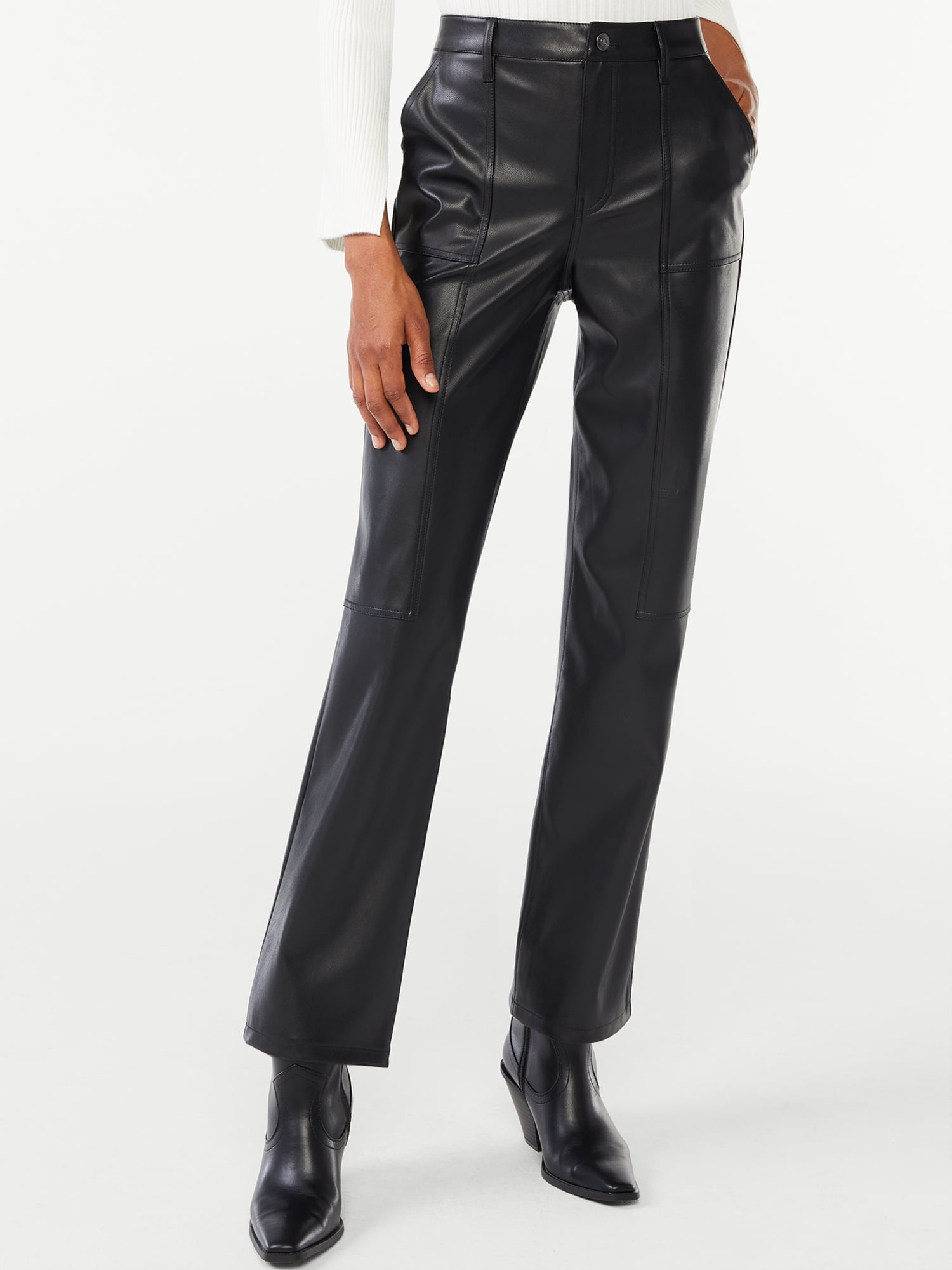 Scoop Women's Faux Leather Straight Pants - Walmart.com