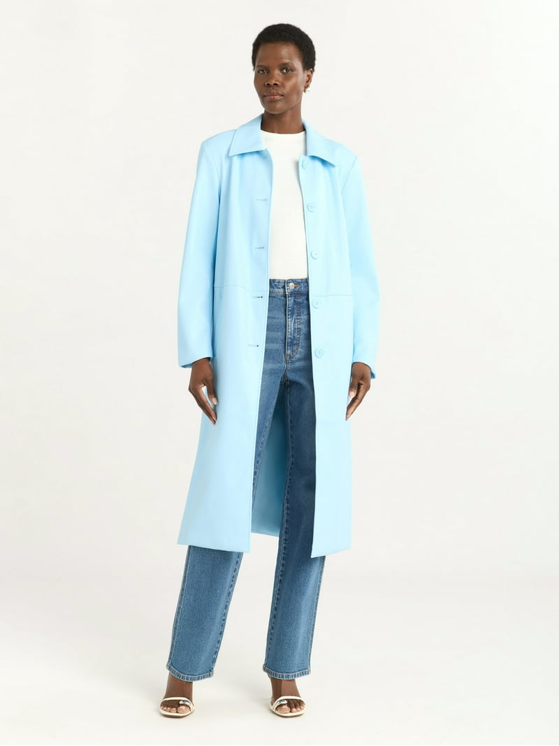 Scoop Faux Leather Trench Coat - Stylish women's Outerwear