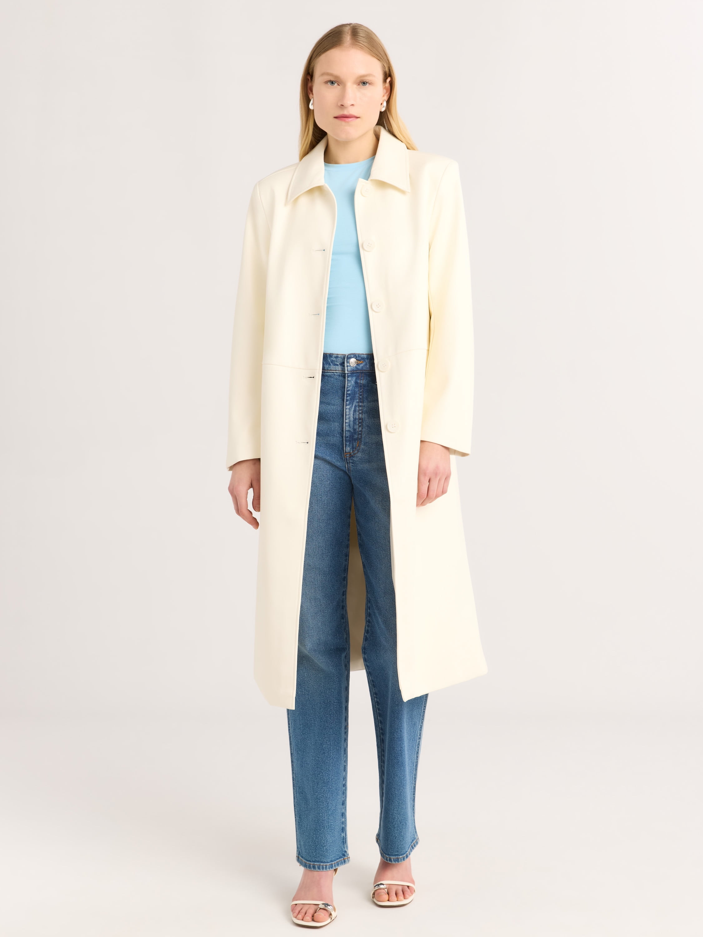 Scoop Women's Faux Leather Utility Trench Coat, Sizes XS-XXL