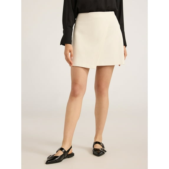 Scoop Women's Ponte Wrap Mini Skirt, Sizes XS-XXL
