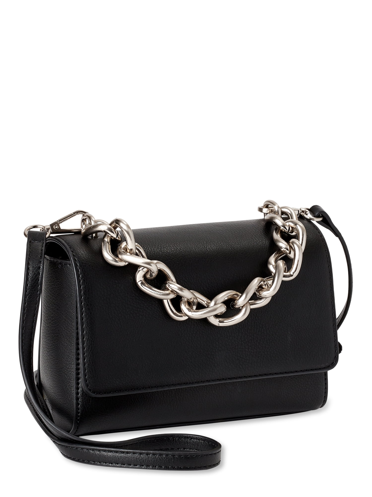 Scoop Women’s Flap Crossbody Chain Handbag Black - Walmart.com