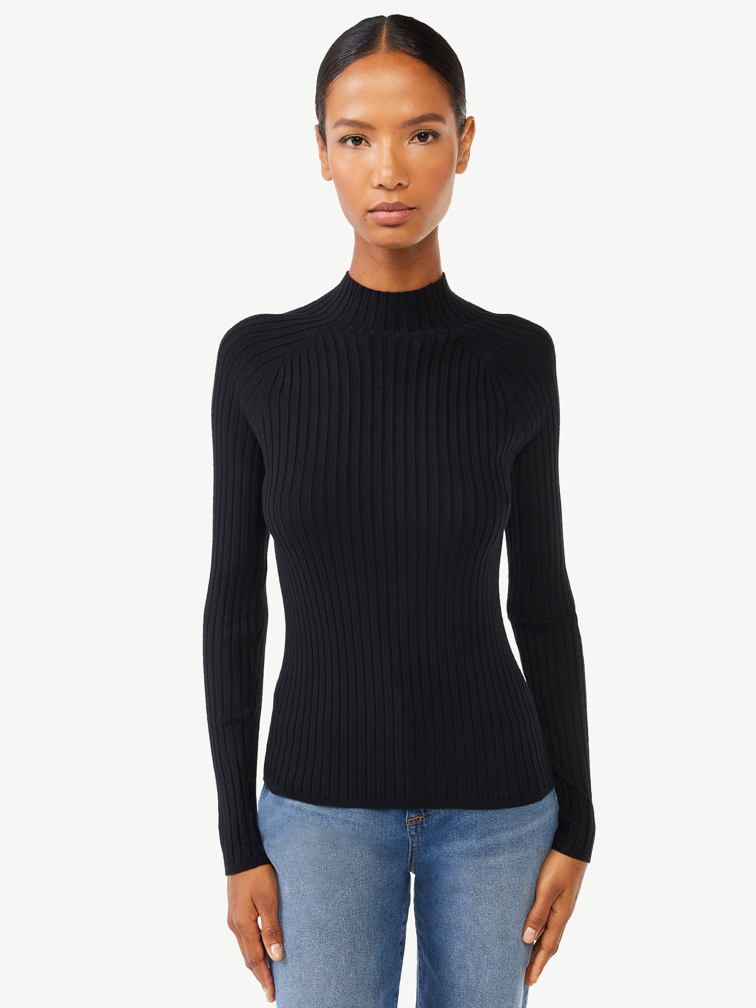 Scoop Women's Flat Rib Turtleneck Sweater - Walmart.com