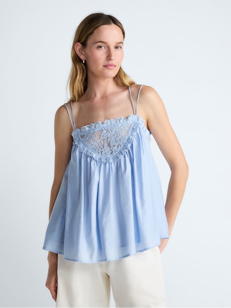 Scoop Women's and Women's Plus Flowy Lace Tank Top, Sizes XS-4X