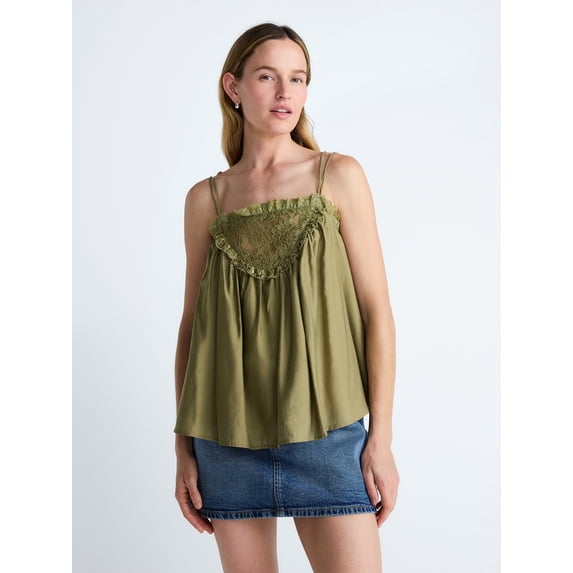 Scoop Women's and Women's Plus Flowy Lace Tank Top, Sizes XS-4X
