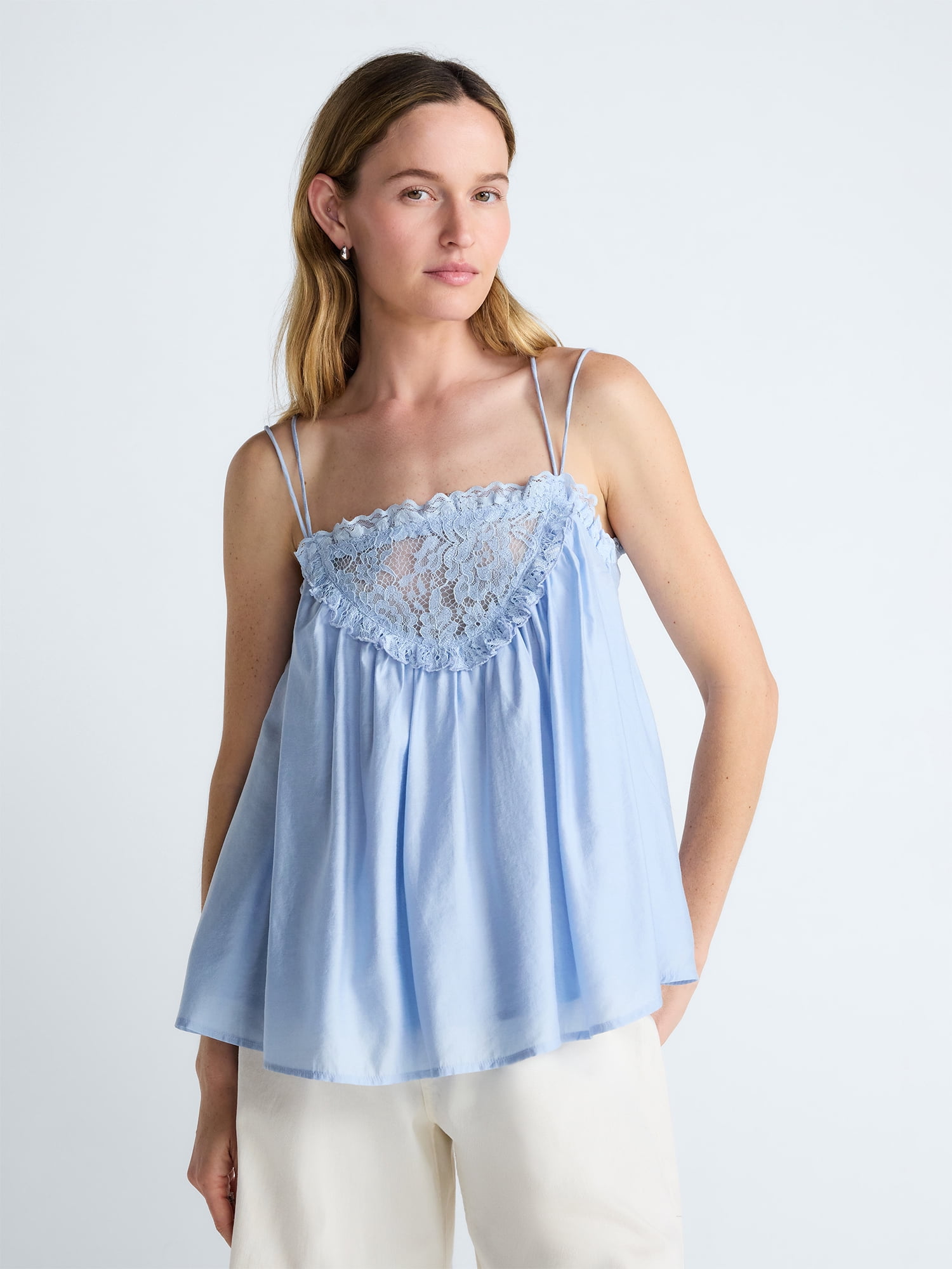 Scoop Women's and Women's Plus Flowy Lace Tank Top, Sizes XS-4X