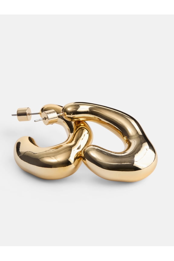 Women's Gold Tone Abstract Open Hoop Earrings, 1 Pair