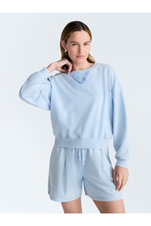 Women's Mineral Wash Cropped Crewneck Sweatshirt, Sizes XS-XXL