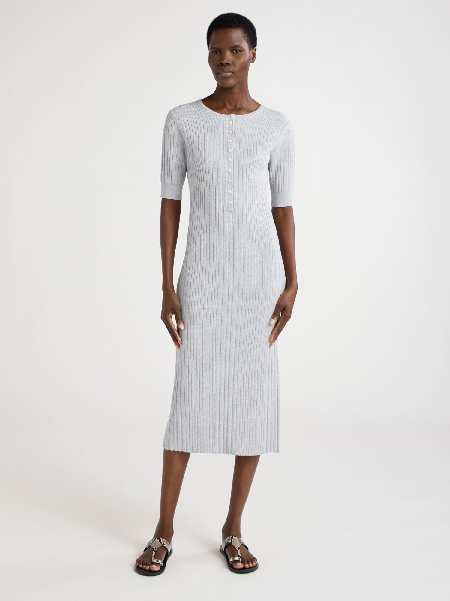 Scoop Women's Henley Midi Sweater Dress, Sizes XS-XXL - Walmart.com