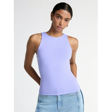 Scoop Women's High Neck Contour Tank Top, Sizes XS-XXL