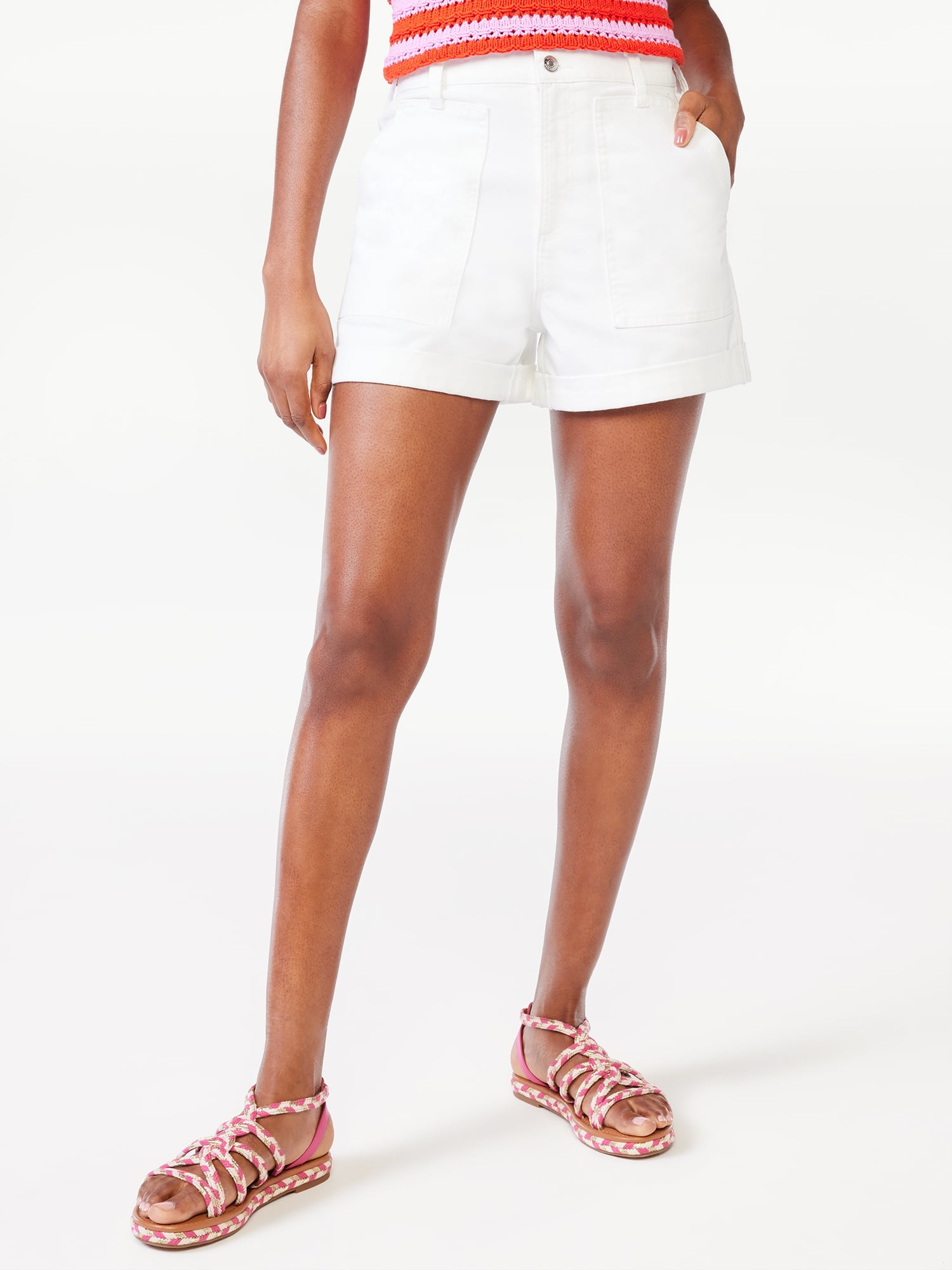 Scoop Women's High Rise Denim Utility Shorts