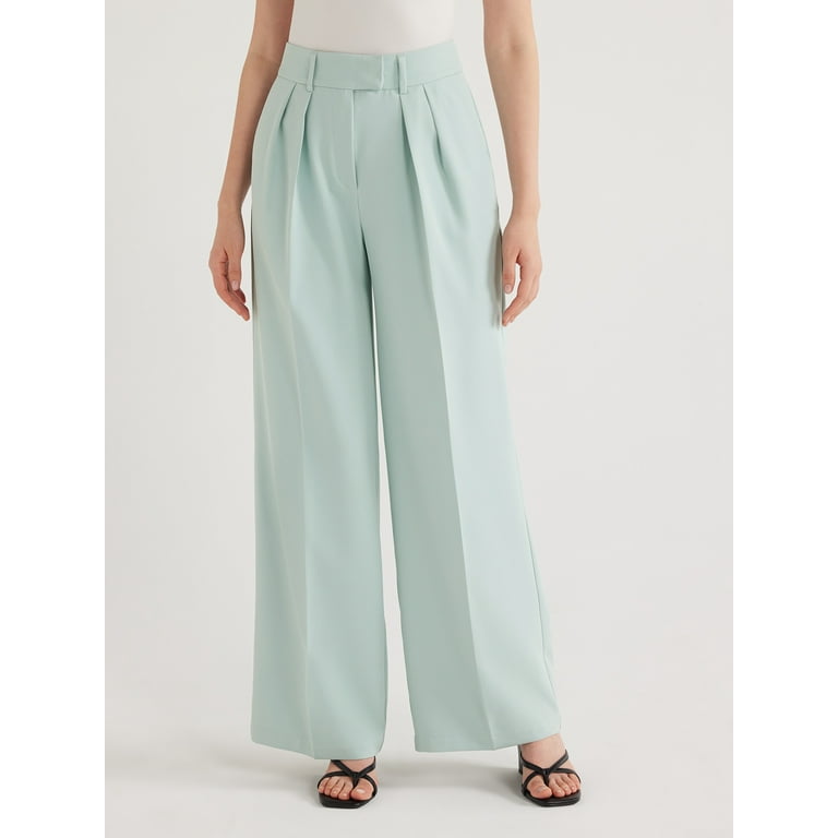 Gumipy Wide Leg Pants for Women High Waisted Crepe Pleated Pants