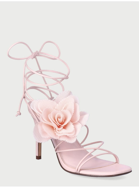 Scoop Women’s Lace Up Stiletto Heel Sandals with Flower