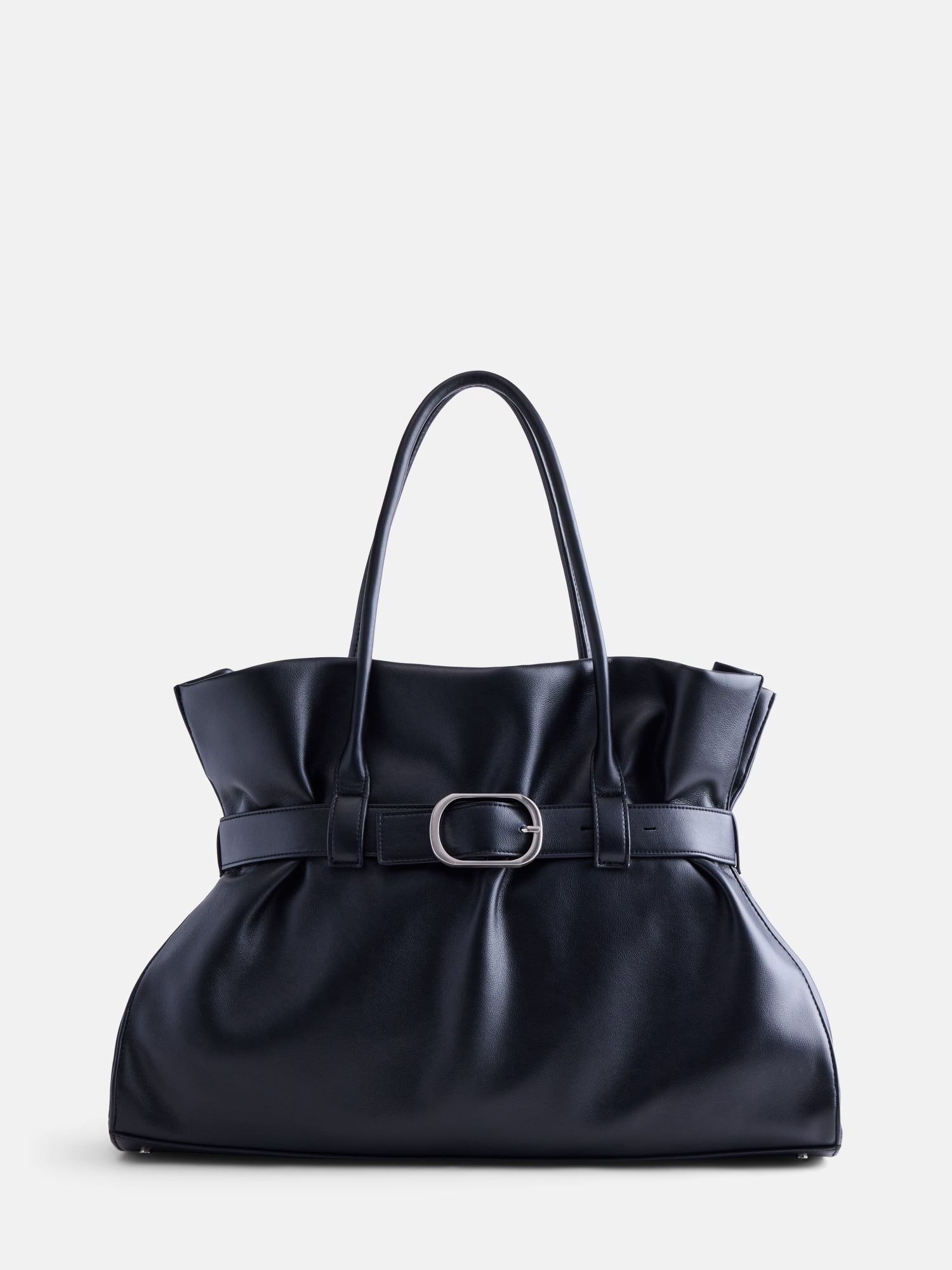 Scoop Women's Faux Leather Buckle Tote Bag, Rich Black