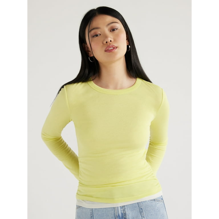 Scoop Women’s Layered Tee with Long Sleeves, Sizes XS-XXL