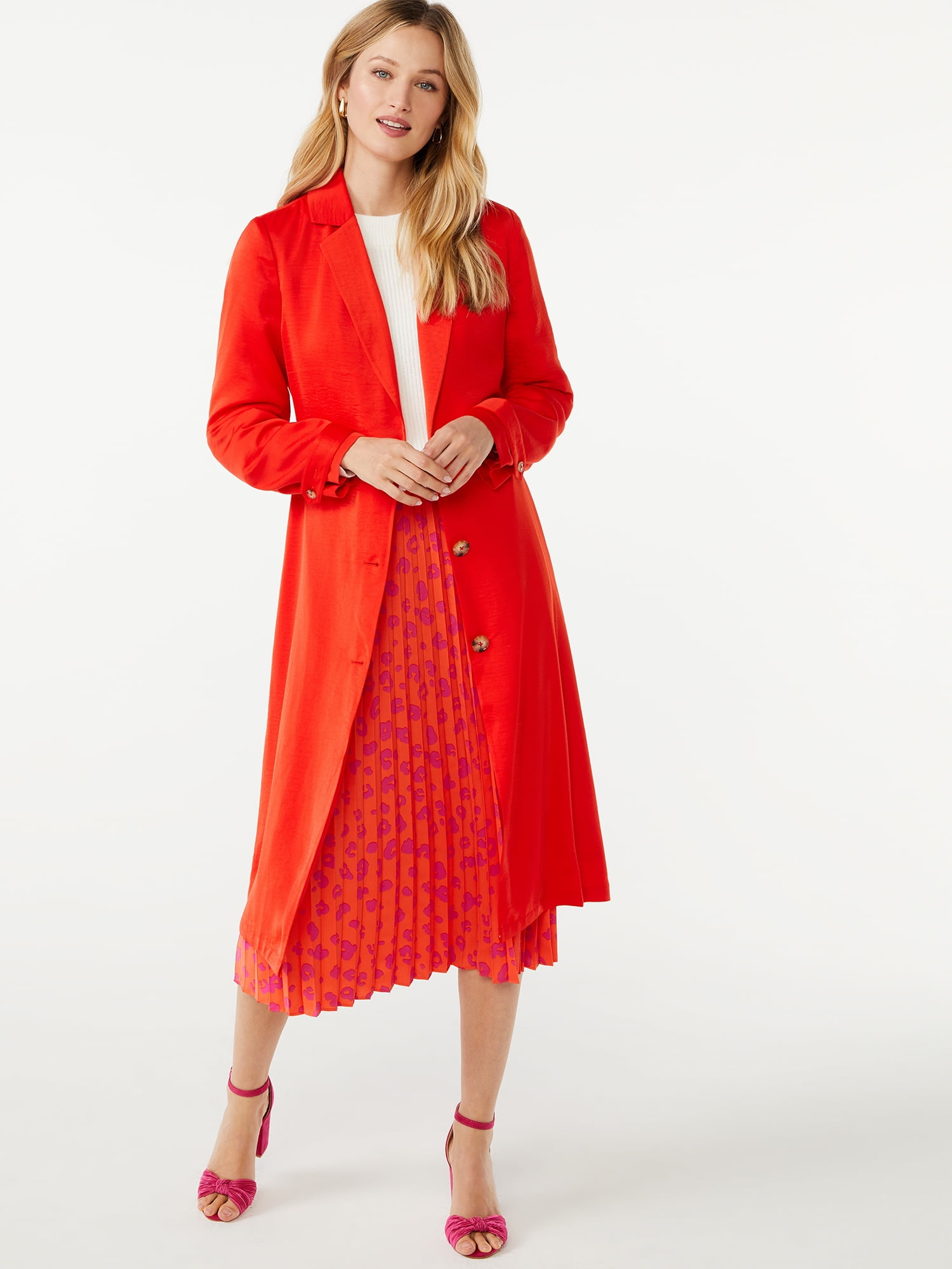 Scoop Women's Long Belted Trench Coat