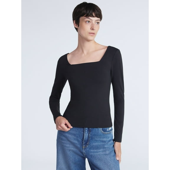 Scoop Women's Contour Top with Long Sleeves, Sizes XS-XXL