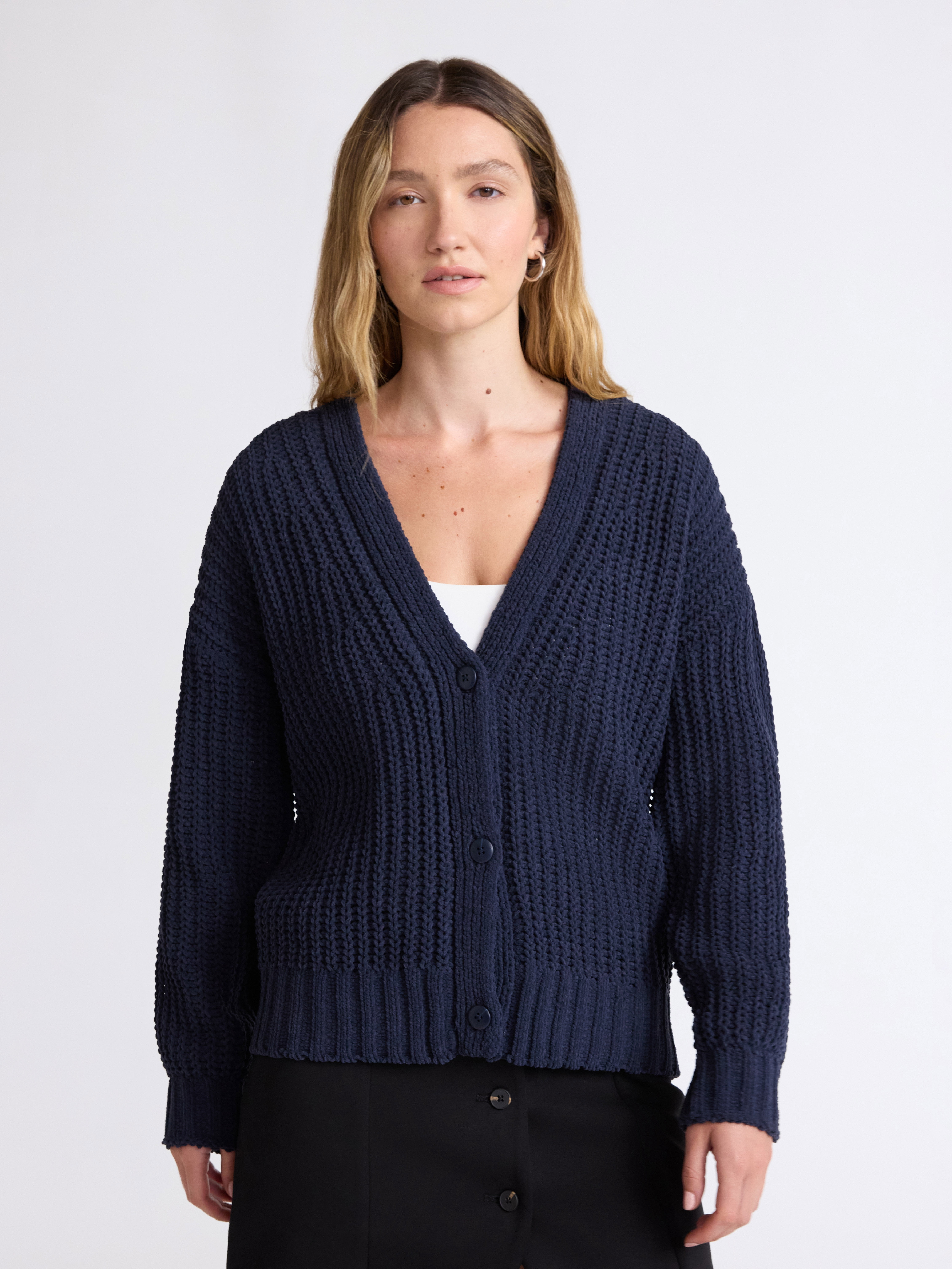 Scoop Women's Oversized Ribbed Cardigan Sweater, Midweight, Sizes XS-XXL