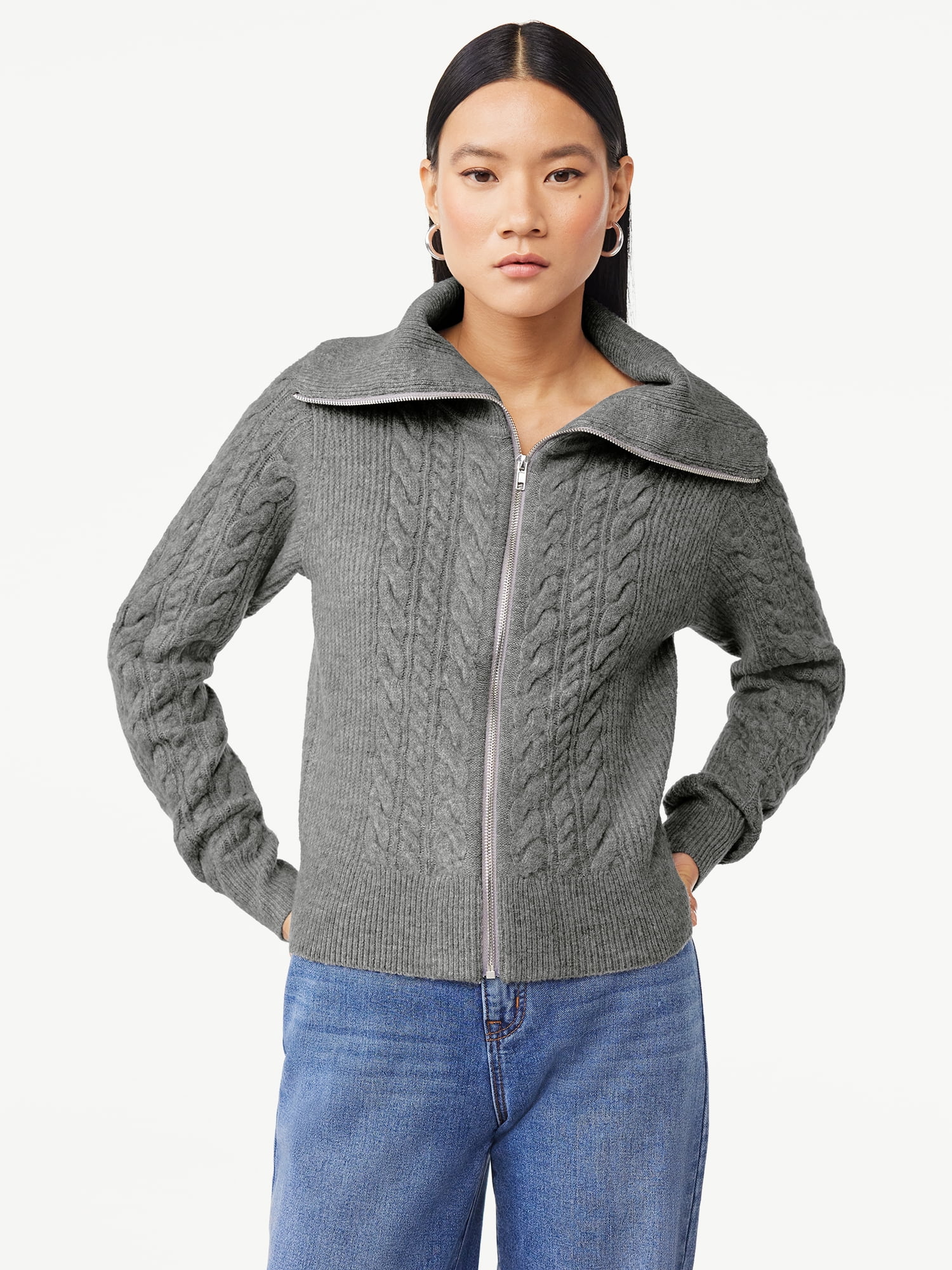 Zipper sale cardigan womens