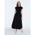 thumbnail image 1 of Scoop Women's Maxi Dress with Short Dolman Sleeves, Black Soot, 1 of 4