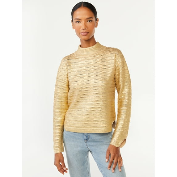 Scoop Women's Metallic Turtleneck Sweater