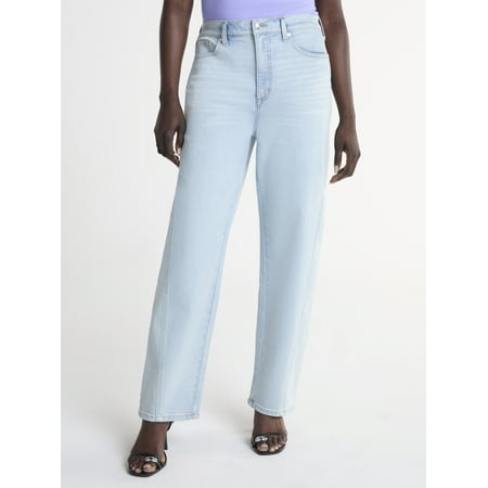 Scoop Women's Mid Rise Barrel Leg Jeans, Sizes 0-18