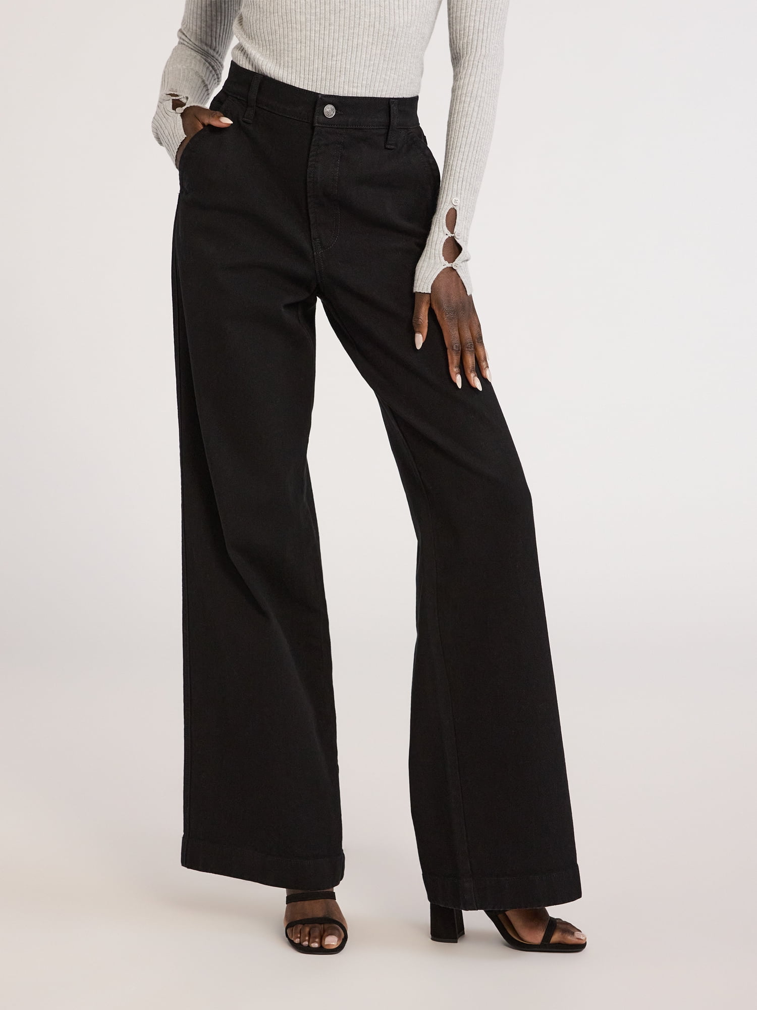 Scoop Women's Mid Rise Wide Leg Jeans, Sizes 0-20 - Walmart.com