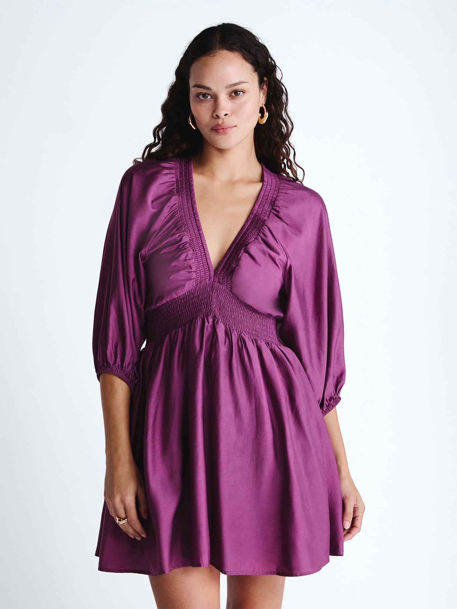 Scoop Women's and Women's Plus Mini Raglan Dress, Sizes XS-4X