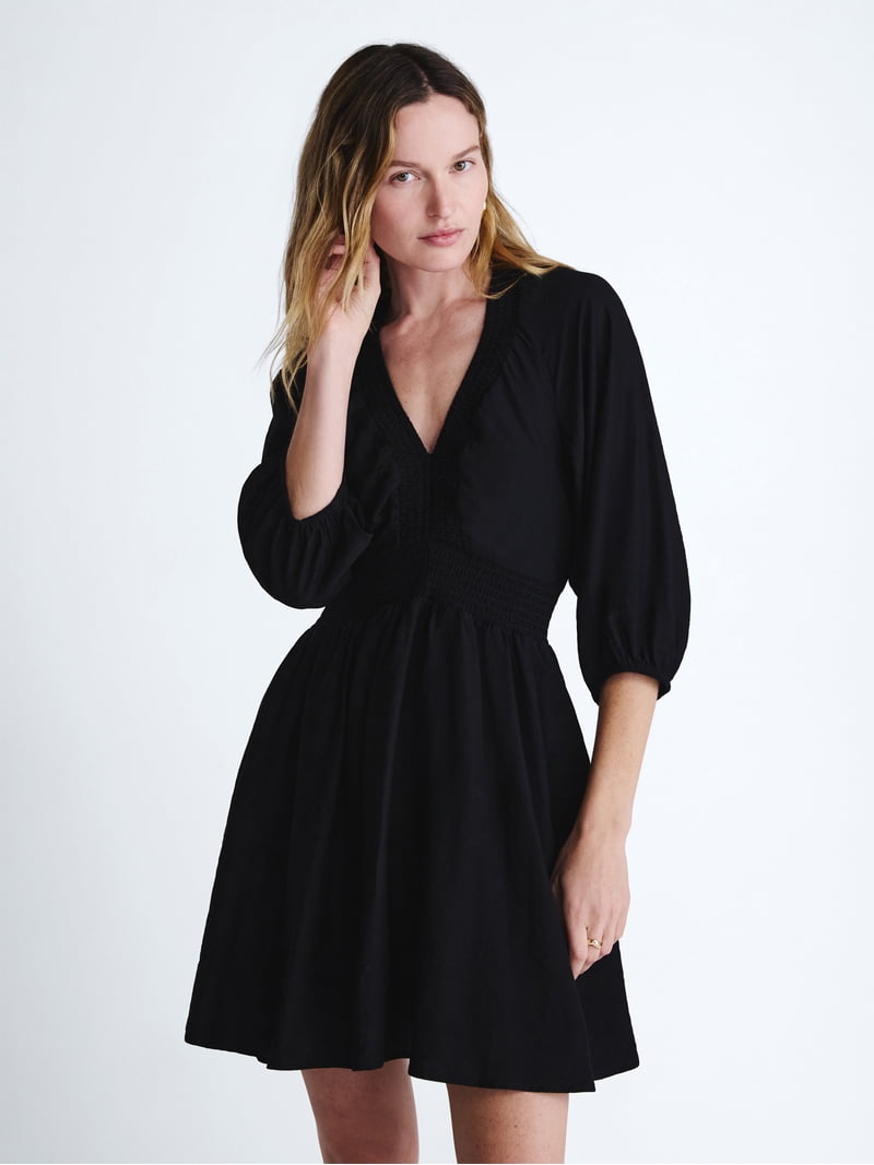raglan mini dress Scoop Women's and Women's Plus Mini Raglan Dress, Sizes Xs-4x, Size: 1XL, Black