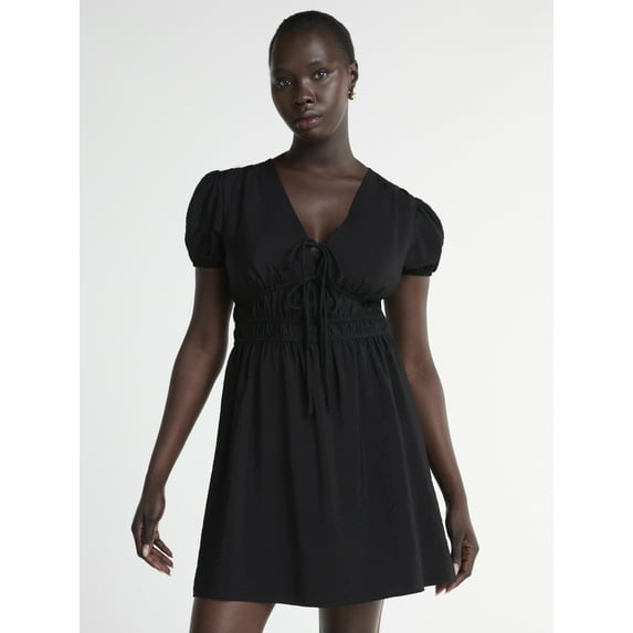 Scoop Women’s Mini Dress with Puff Sleeves, Sizes XS-XXL