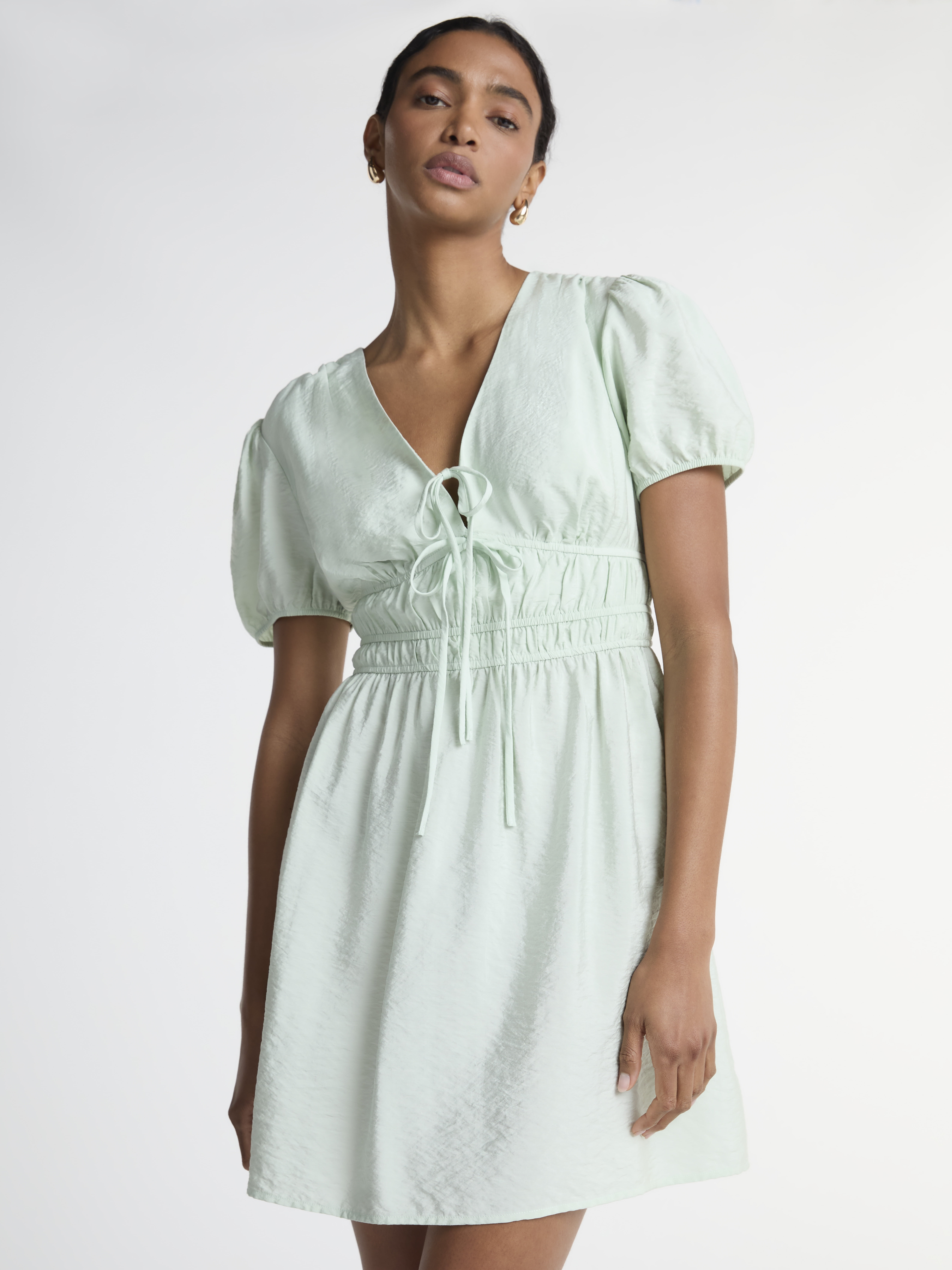 Scoop Women’s Mini Dress with Puff Sleeves, Sizes XS-XXL