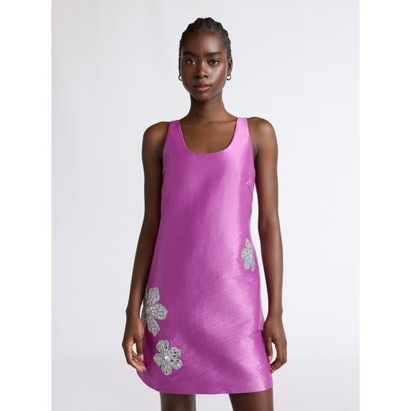 Scoop Women’s and Women’s Plus Embellished Taffeta Mini Dress, Sizes XS-4X