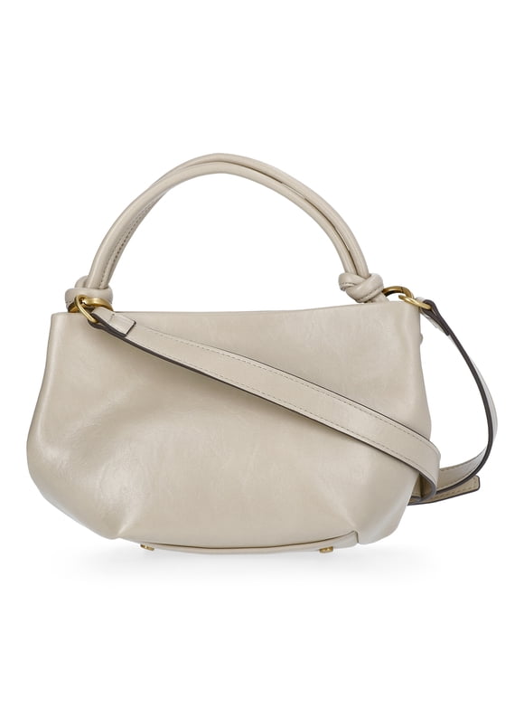 Women's Faux Leather Mini Satchel Bag, Almond Biscuit