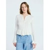 Scoop Women's and Women's Plus Peplum Ruffle Cardi